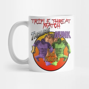 Strange Off Brand Hero Shirt Thomas Vs Hunk Vs Dat Thang Parody (Knock Off) Mug